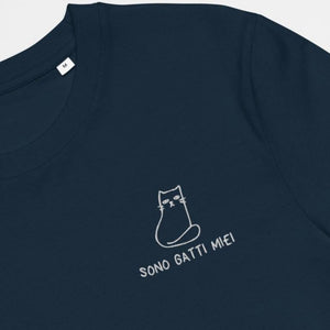 T-shirt Uomo - Ricamo - Sono Gatti Miei - Cotone Bio