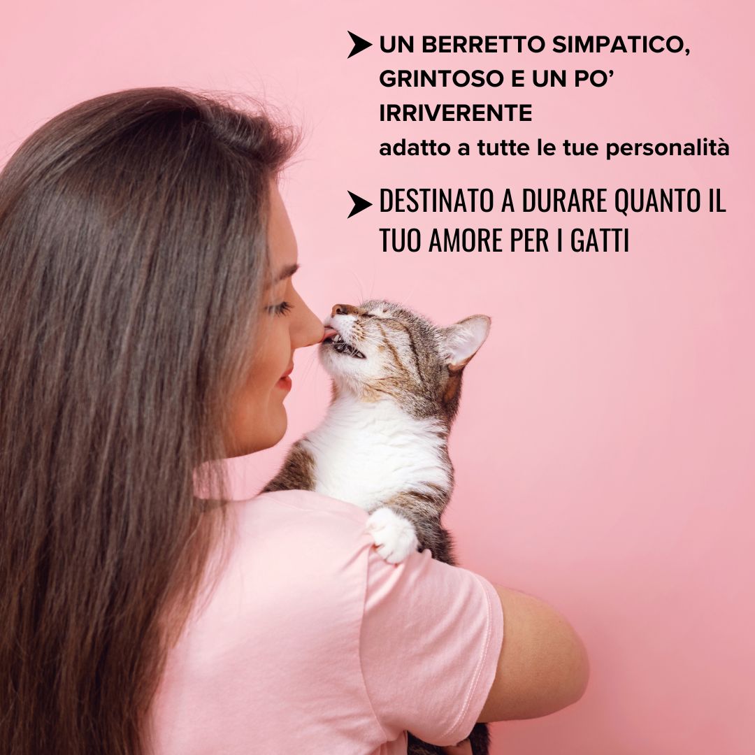 Berretto con Ricamo - Gatto Guardi? 2 - Cotone Bio