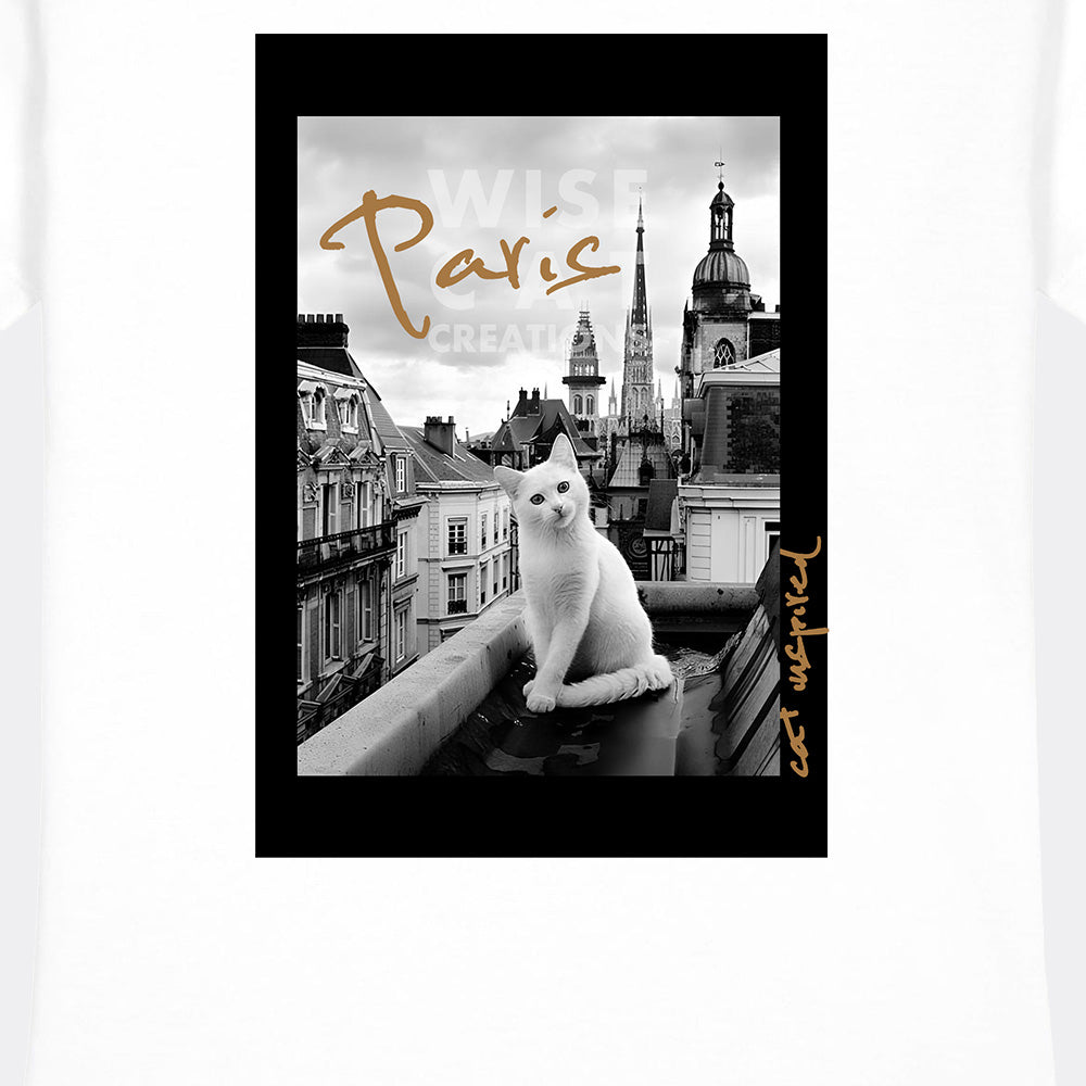 T-shirt Donna - Bianco & Nero - Paris - Cotone Airlume