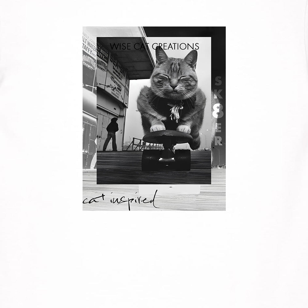 T-shirt Uomo - Bianco & Nero - Skater - Cotone Bio