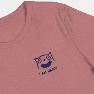 T-shirt Donna - Ricamo - I Am Happy - Cotone Airlume